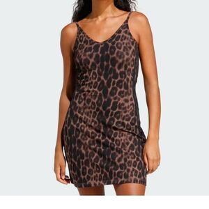 Adidas Essentials Leopard Print Mini 3 Stripes Dress